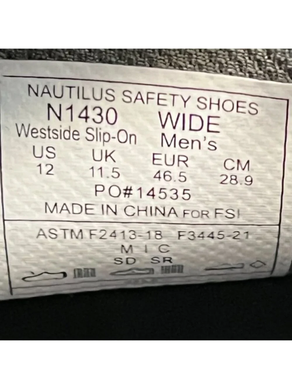 Nautilus Westside Mens Size 12E Black Ivory Steel Toe Slip On Safety Work Shoes